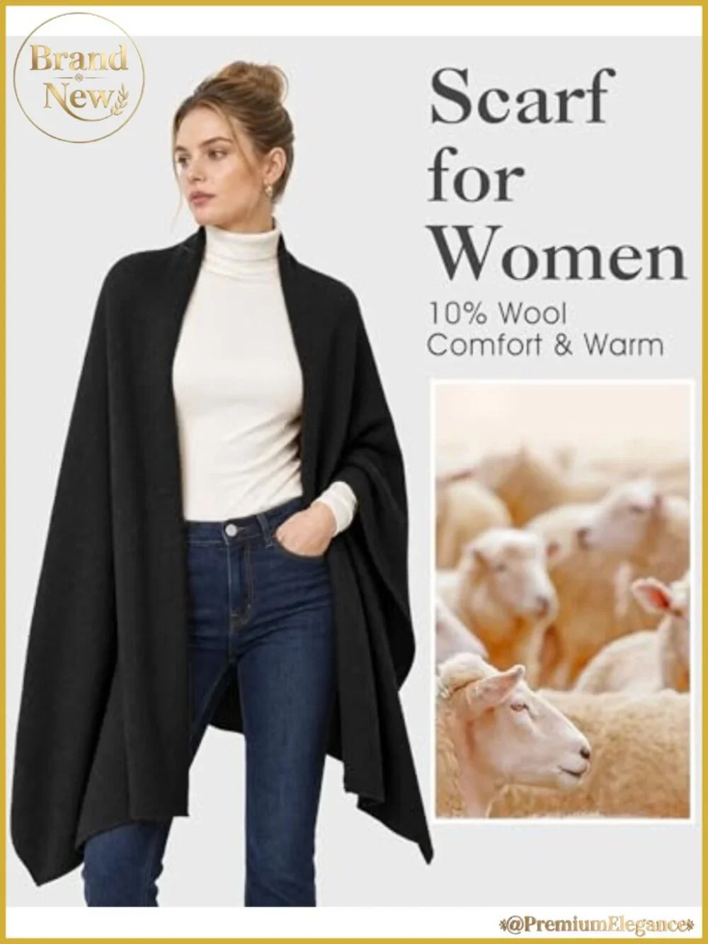 Wool Blend Chunky Blanket Scarf Shawl Wrap for Women